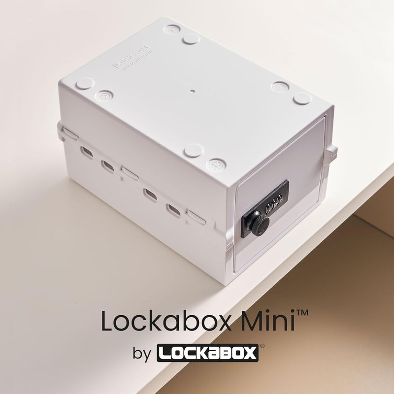 Lockabox Mini™ | Small Lock Box with Combination Lock (Half Letter Sized) | Mini Lockable Box for Small Medicines, Snacks & Mobile Phones | External Size 8.8 x 6.1 x 4.7 Inches (Opal White) - Image 2